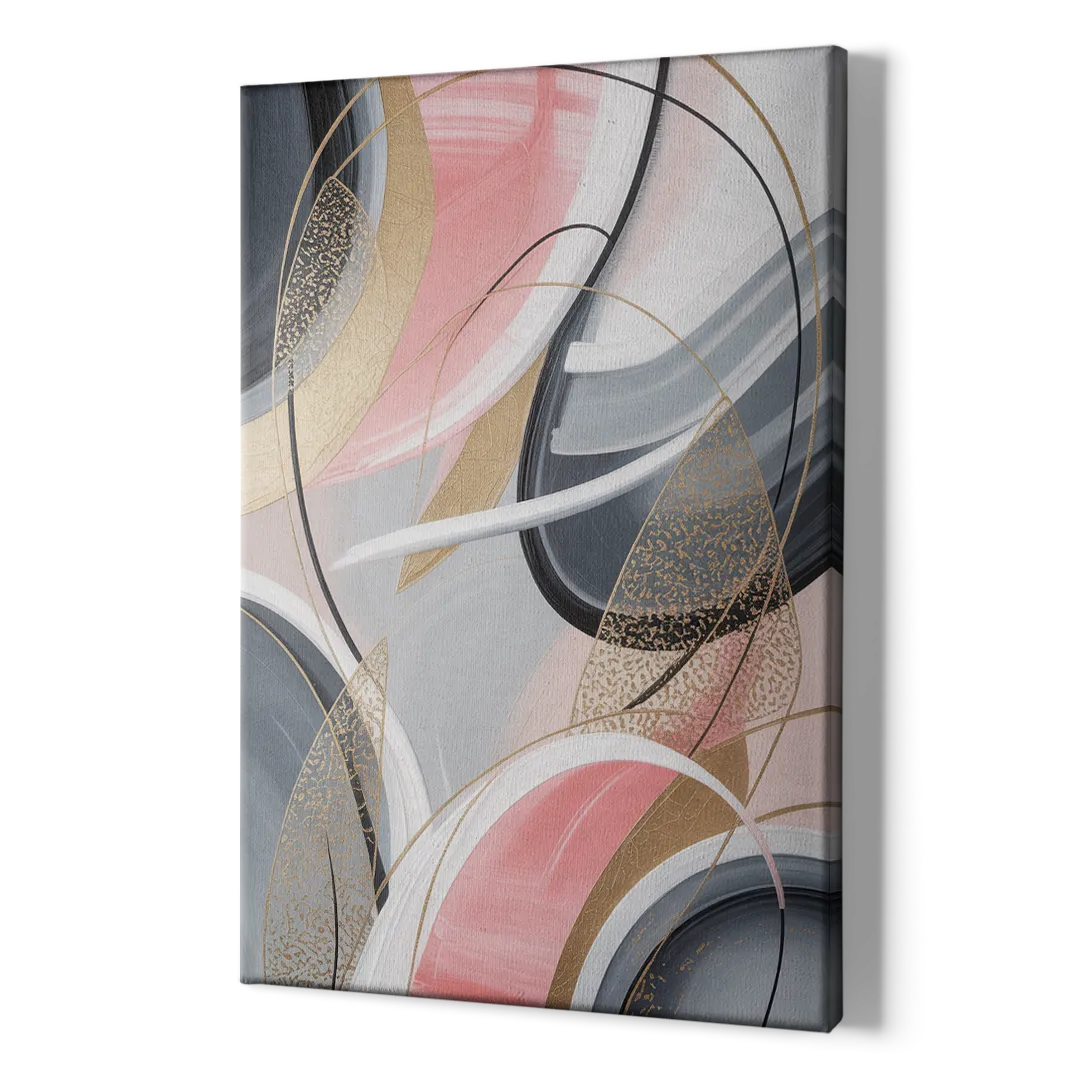 Elegant Opulence Pink and Grey Abstract - Canvas Print Art Sides