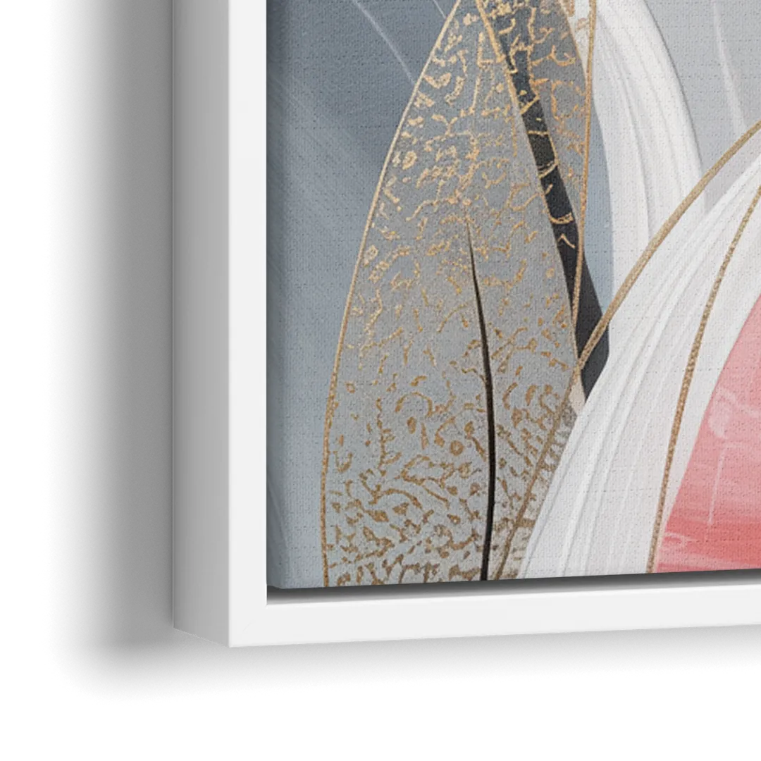 Elegant Opulence Pink and Grey Abstract - Close-Up White Frame Canvas