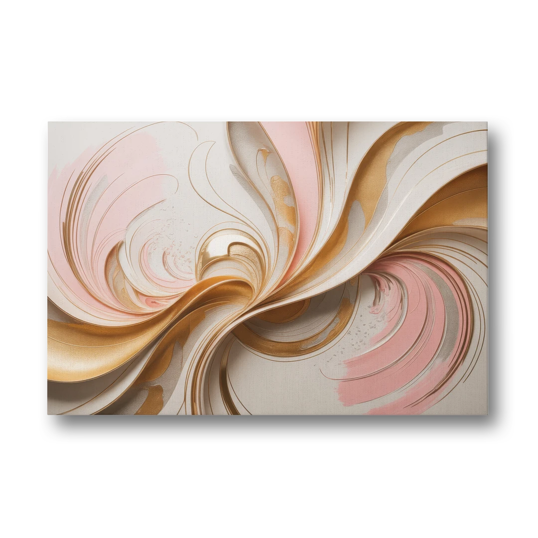 Elegant Radiance Pink and Gold Abstract - Canvas Wall Art - Front