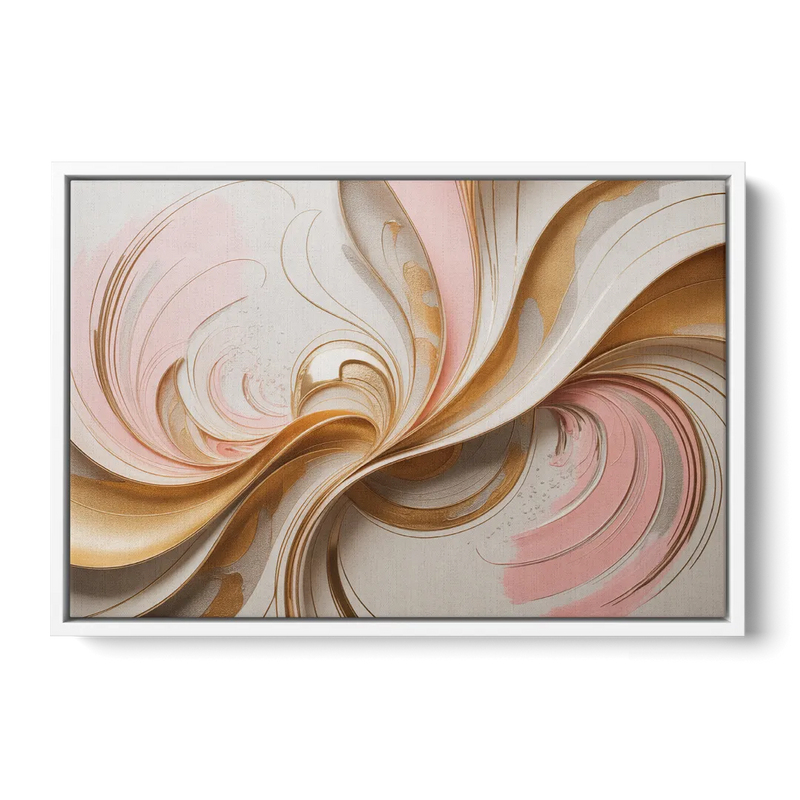 Elegant Radiance Pink and Gold Abstract Front - White Canvas Wall Art