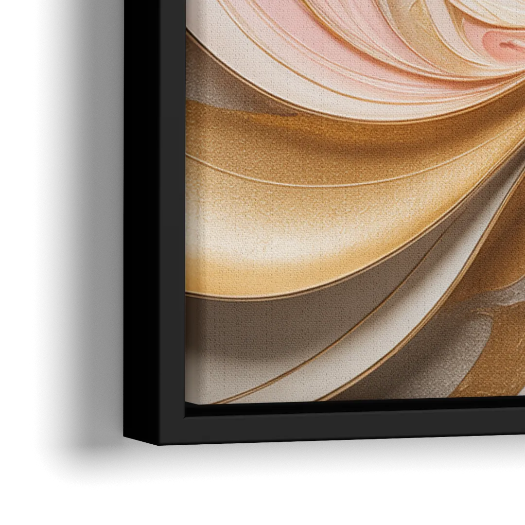 Elegant Radiance Pink and Gold Abstract - Close-Up Black Frame Canvas