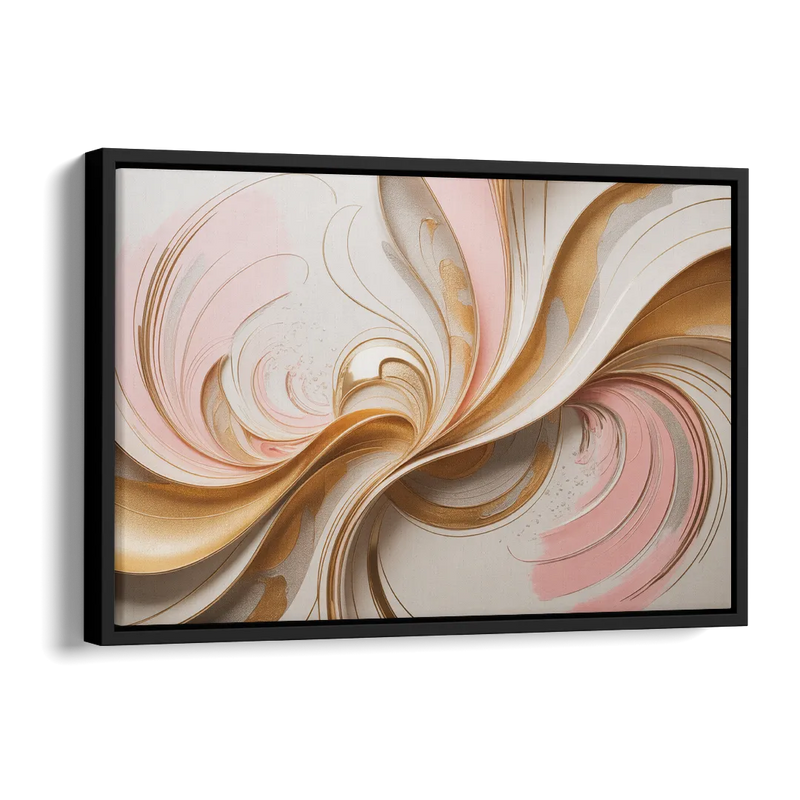 Elegant Radiance Pink and Gold Abstract Side - Black Canvas Wall Art