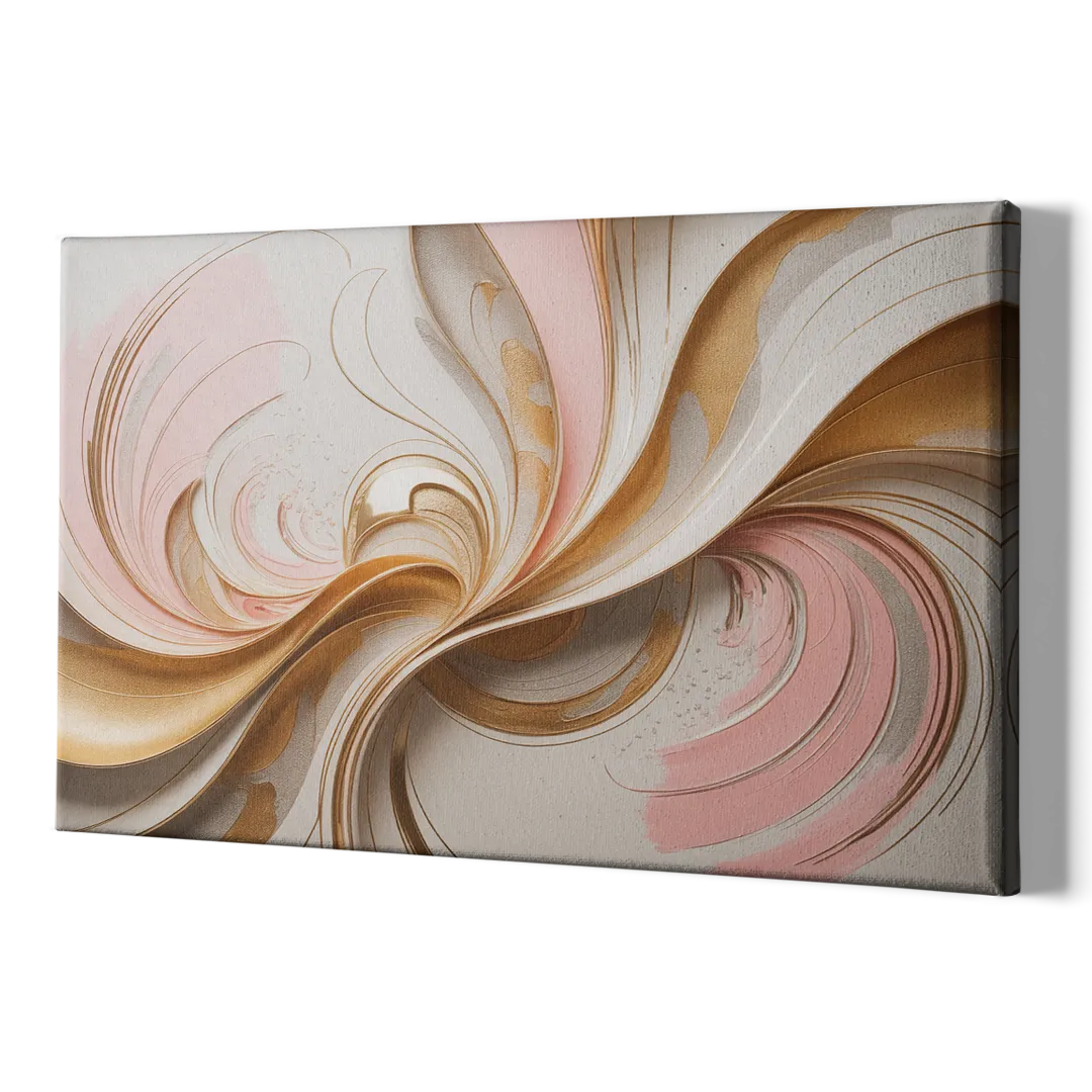 Elegant Radiance Pink and Gold Abstract - Canvas Print Art Sides