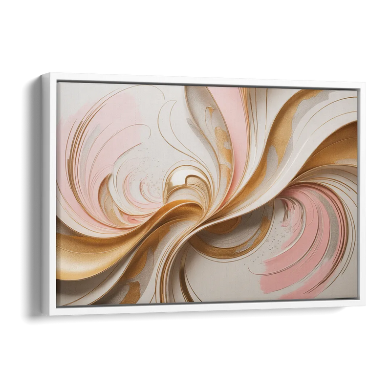 Elegant Radiance Pink and Gold Abstract Side - White Canvas Wall Art
