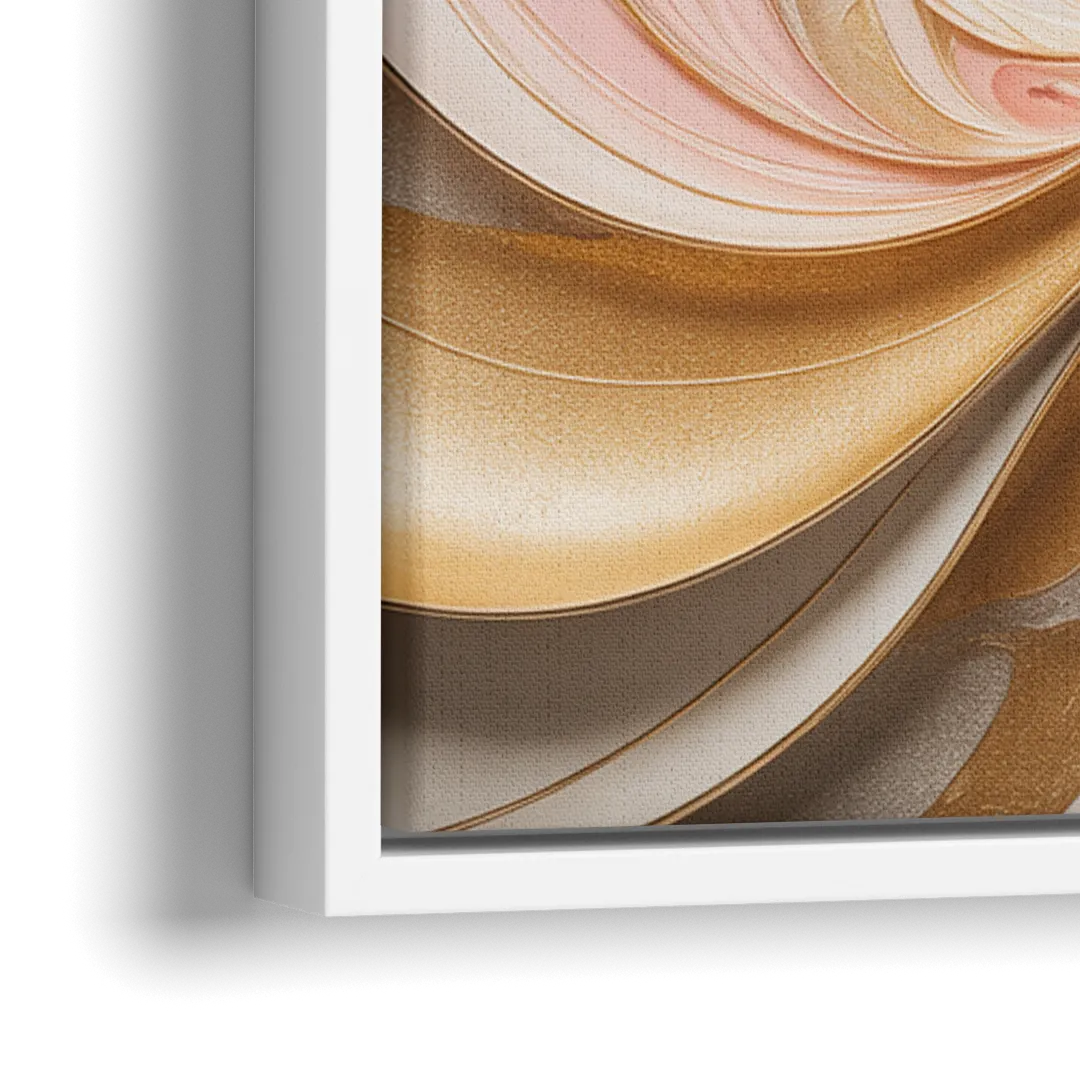 Elegant Radiance Pink and Gold Abstract - Close-Up White Frame Canvas