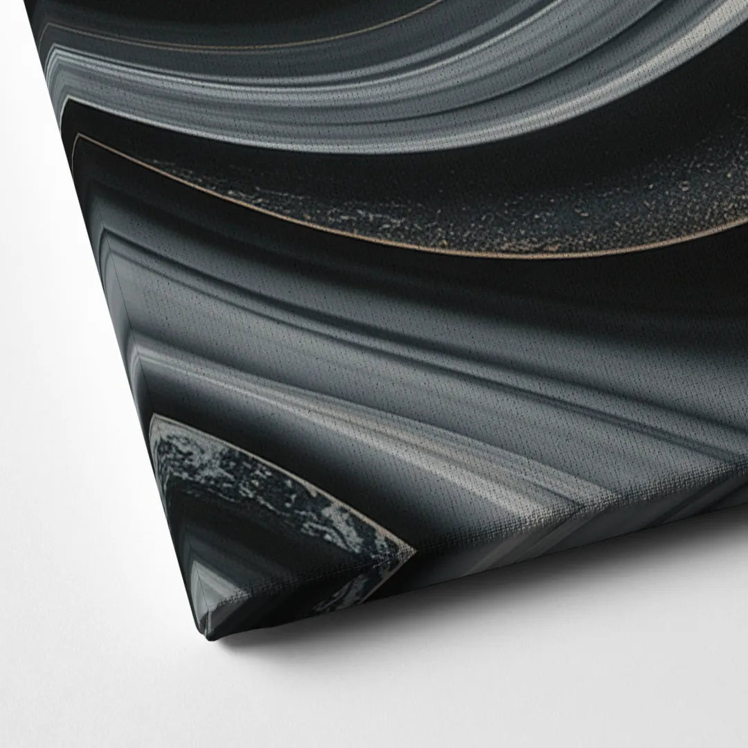 Elegant Ripples Black and Grey Abstract Canvas Close Up