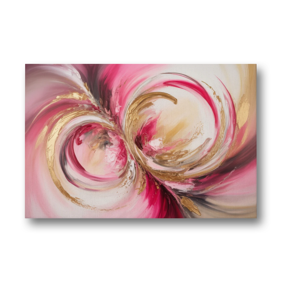 Elegant Swirl Pink and Gold Abstract - Canvas Wall Art - Front