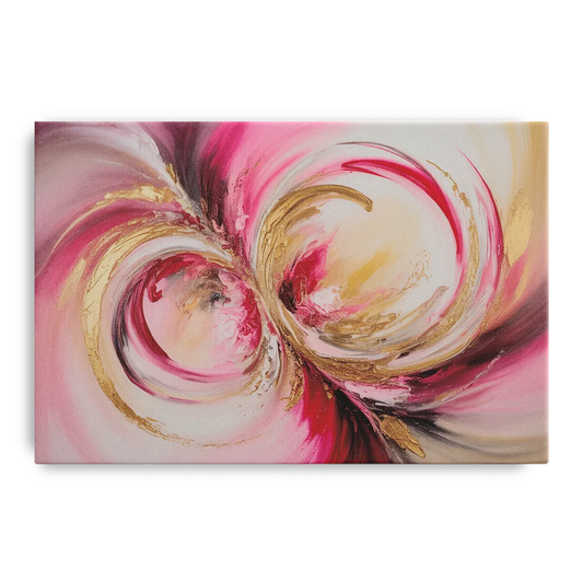 Elegant Swirl Pink and Gold Abstract - Canvas Wall Art