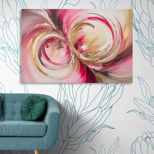 Elegant Swirl Pink and Gold Abstract Living Room - Canvas Wall Art