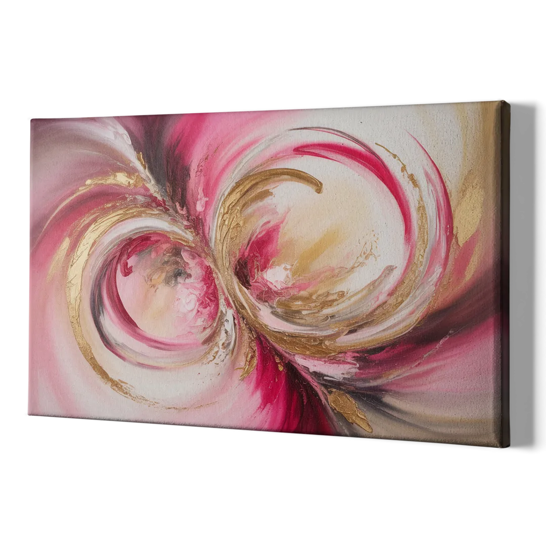 Elegant Swirl Pink and Gold Abstract - Canvas Print Art Sides