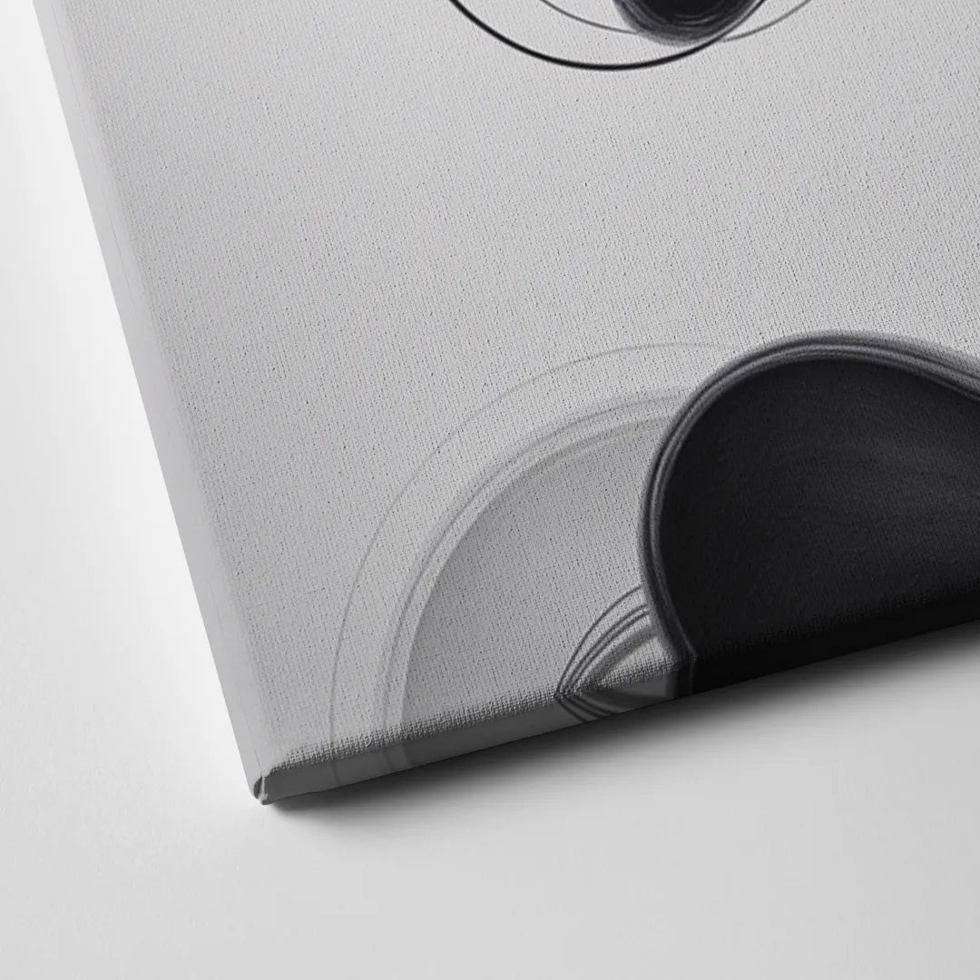 Elegant Swirls Black and White Abstract Canvas Close Up