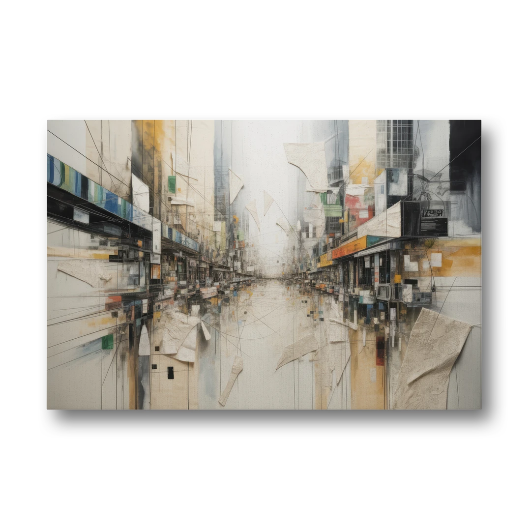 Elegant Urban Layers White Abstract - Canvas Wall Art - Front