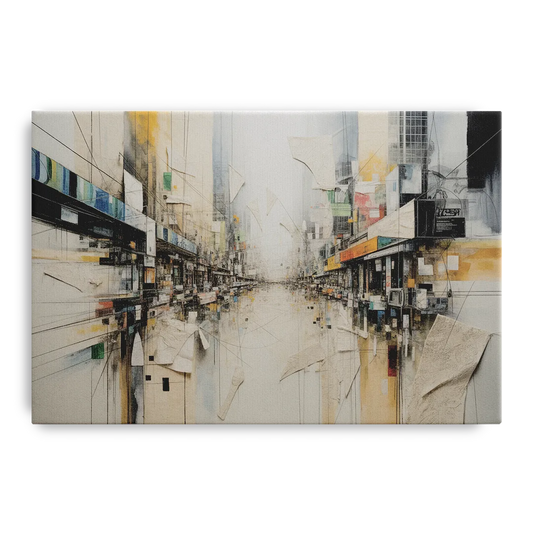 Elegant Urban Layers White Abstract - Canvas Wall Art