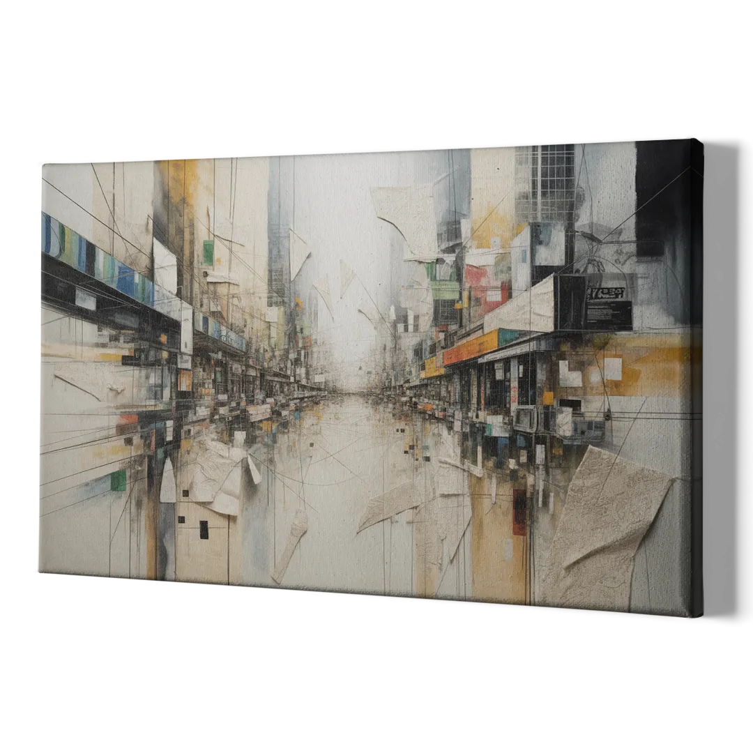 Elegant Urban Layers White Abstract - Canvas Print Art Sides