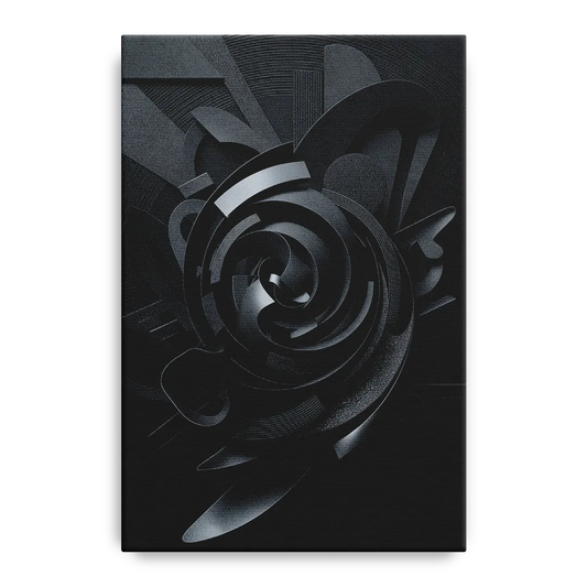 Elegant Vortex Swirl Black Abstract - Canvas Wall Art