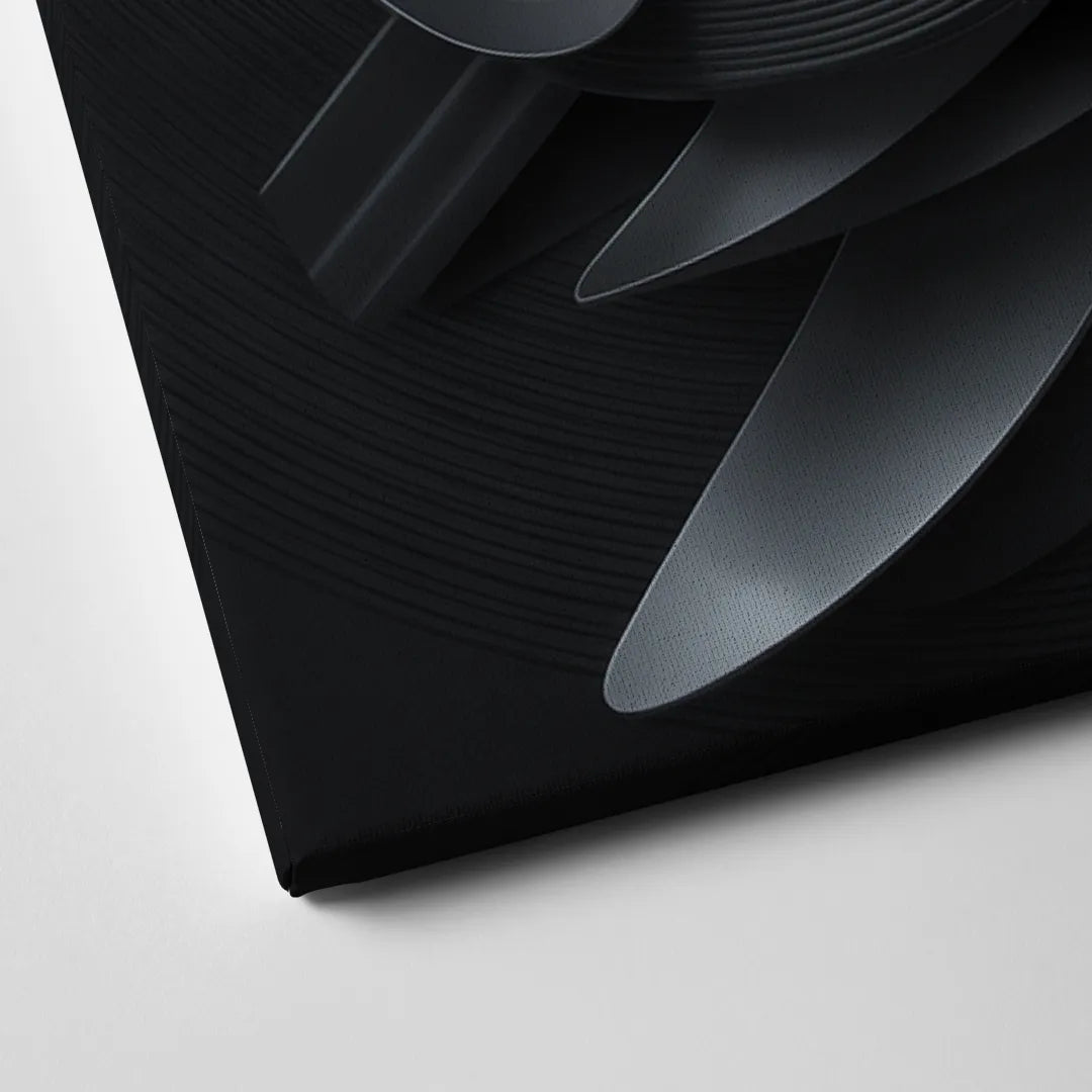 Elegant Vortex Swirl Black Abstract Canvas Close Up