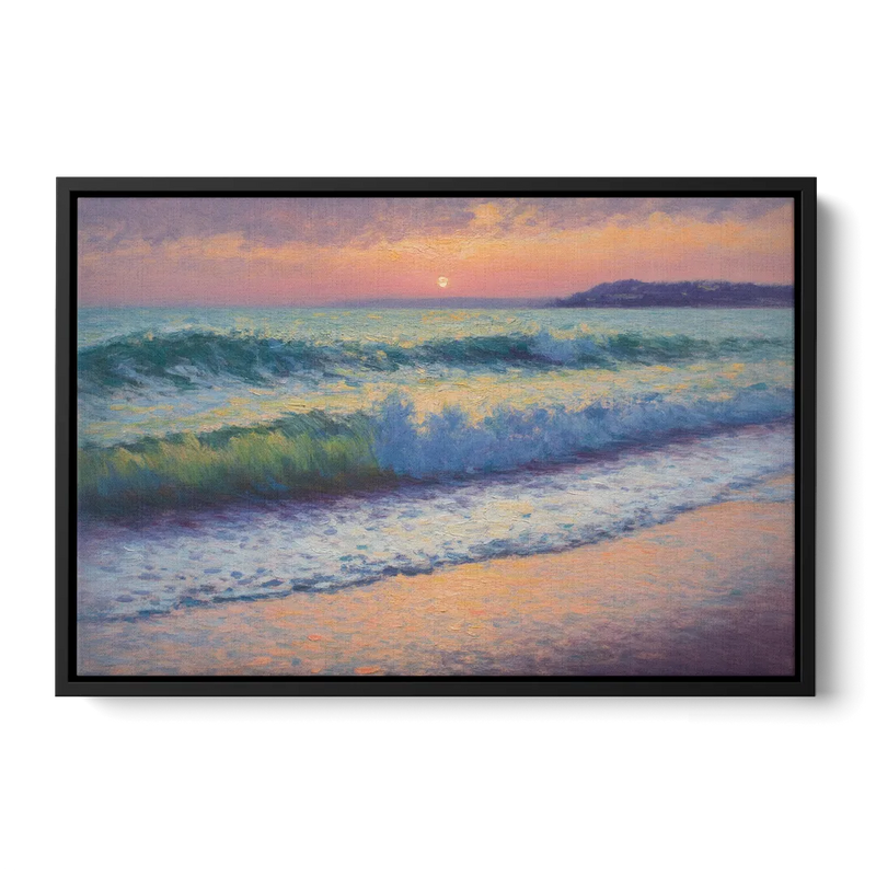 Elli Beach Sunset Front - Black Canvas Wall Art