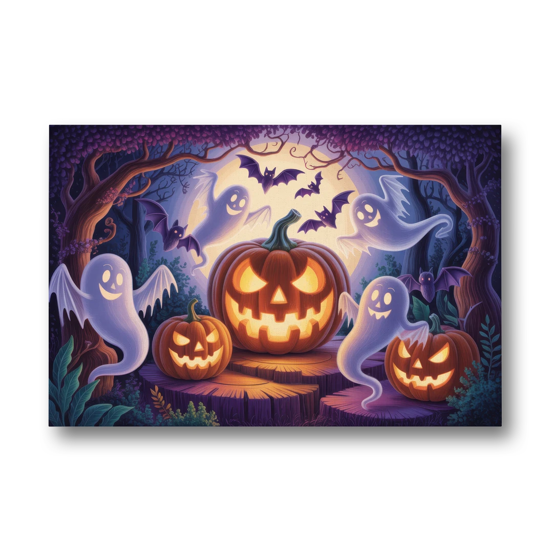 Enchanted Forest Halloween Scene - Canvas Wall Art - Front