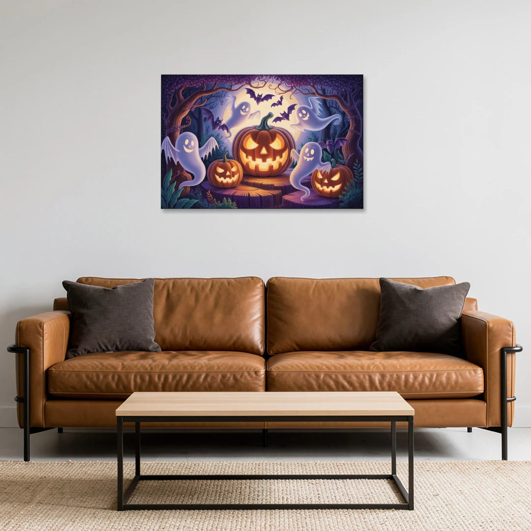 Enchanted Forest Halloween Scene - Canvas Wall Art - Sofa - 36x24