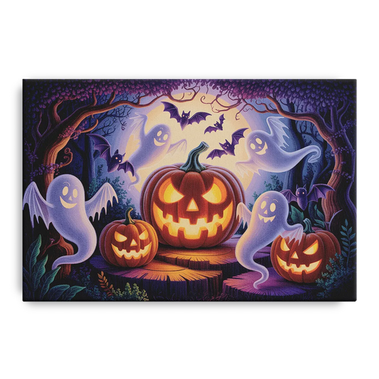 Enchanted Forest Halloween Scene - Canvas Wall Art