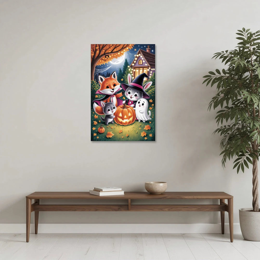 Enchanting Animals Festivity Cute Halloween - Canvas Wall Art - Coffee Table - 24x36