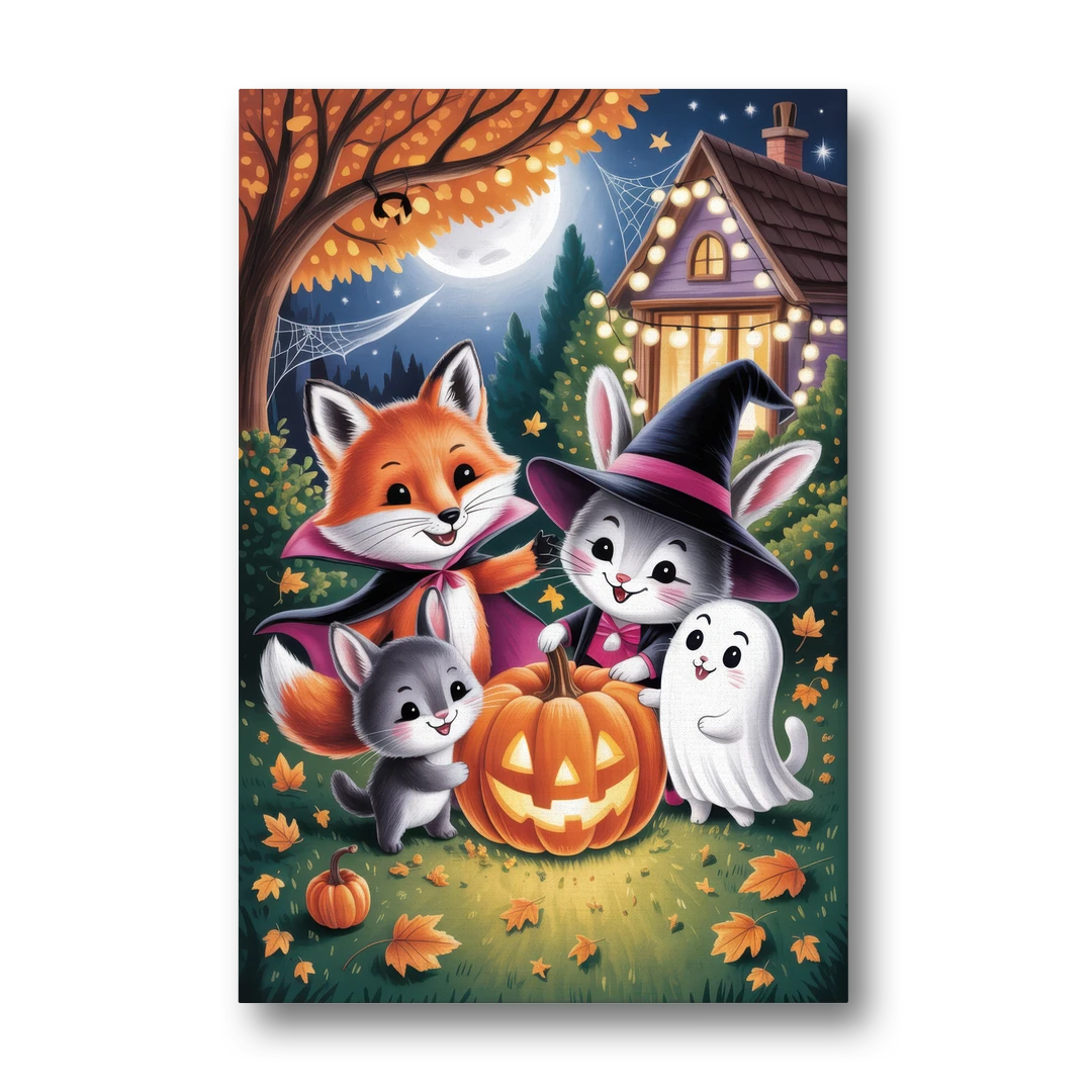 Enchanting Animals Festivity Cute Halloween - Canvas Wall Art - Front