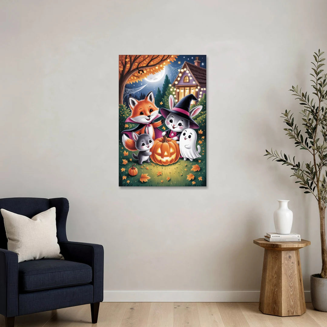 Enchanting Animals Festivity Cute Halloween - Canvas Wall Art - Sofa - 24x36