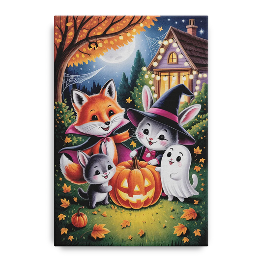 Enchanting Animals Festivity Cute Halloween - Canvas Wall Art