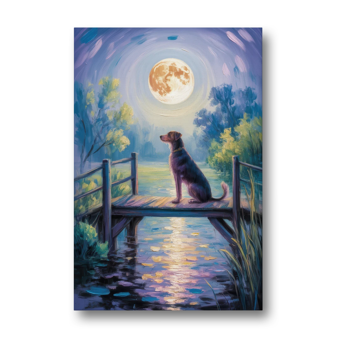 Enchanting Dog and Moon - Canvas Wall Art - Front