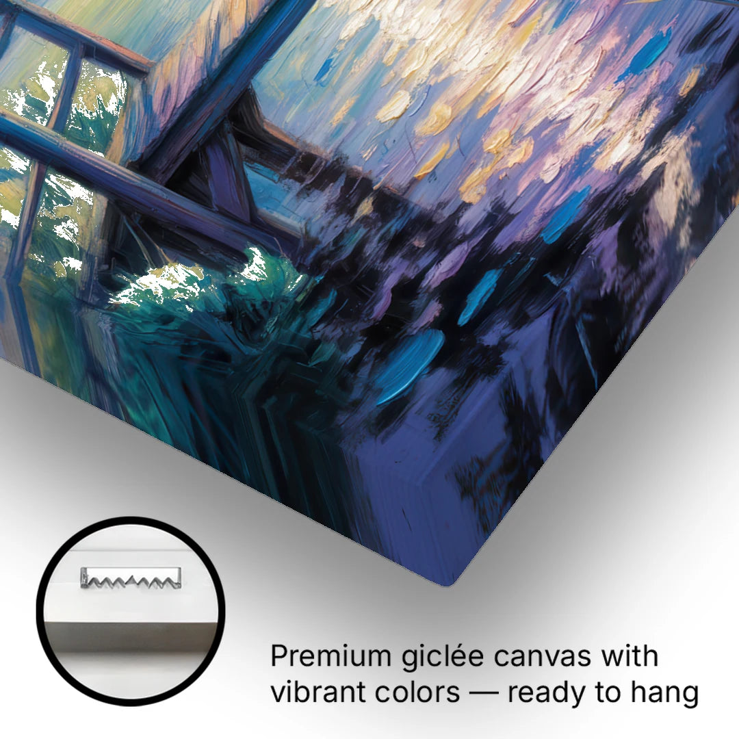 Enchanting Dog and Moon - Canvas Wall Art - Gallery Wrap Corner