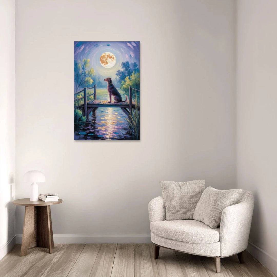 Enchanting Dog and Moon - Canvas Wall Art - Sofa - 24x36