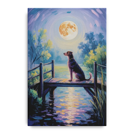 Enchanting Dog and Moon - Canvas Wall Art