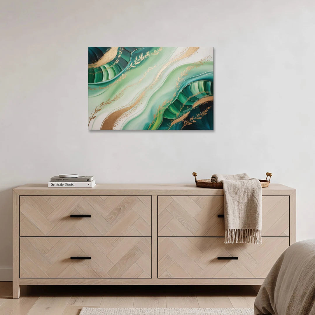 Enchanting Forest Green Abstract - Canvas Wall Art - Coffee Table - 36x24