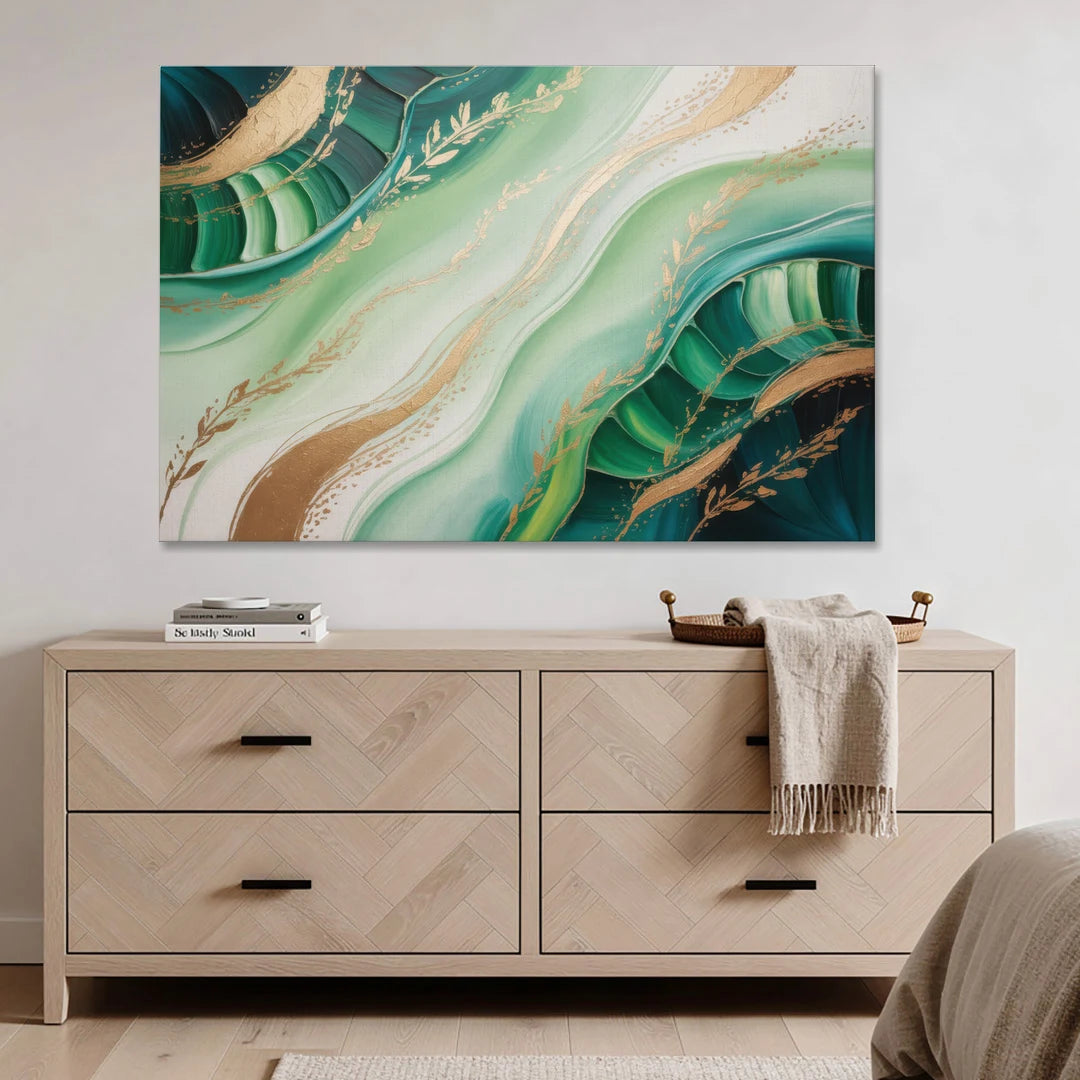 Enchanting Forest Green Abstract - Canvas Wall Art - Coffee Table - 60x40