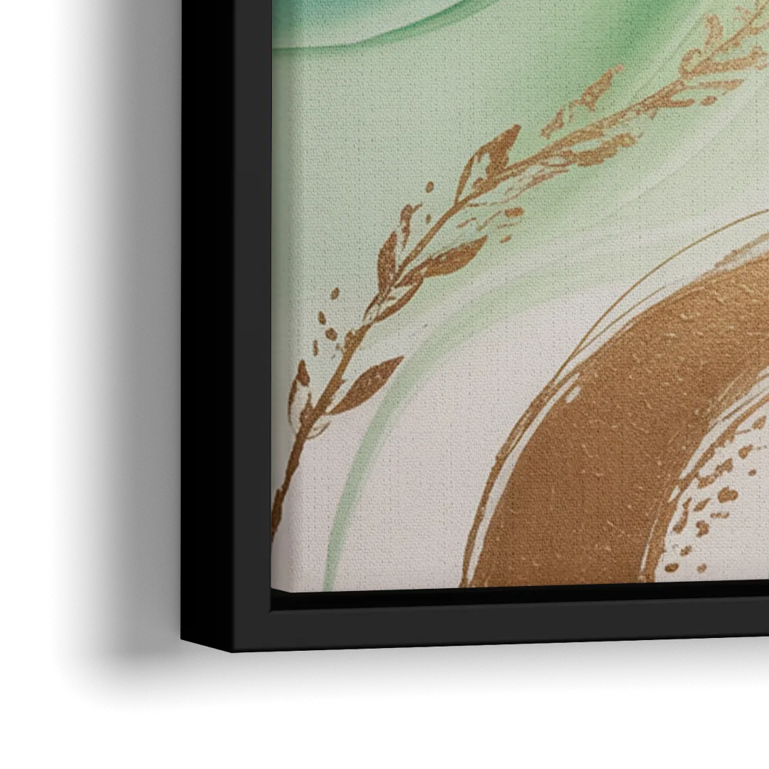 Enchanting Forest Green Abstract - Close-Up Black Frame Canvas