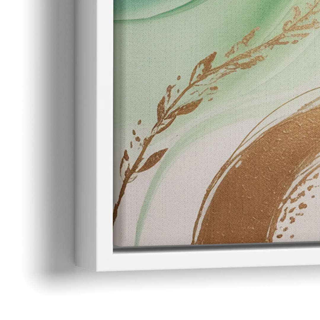 Enchanting Forest Green Abstract - Close-Up White Frame Canvas