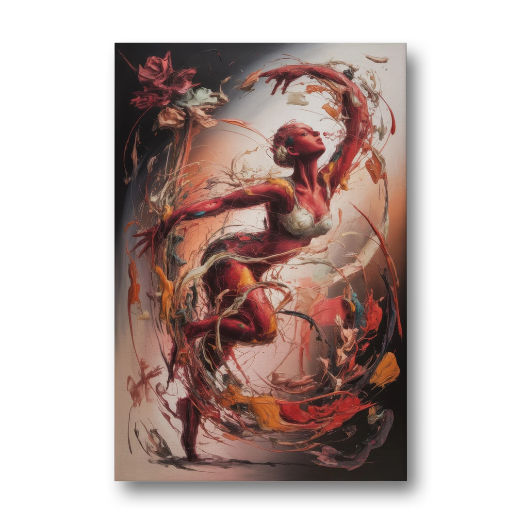 Energetic Harmony Red Abstract - Canvas Wall Art - Front