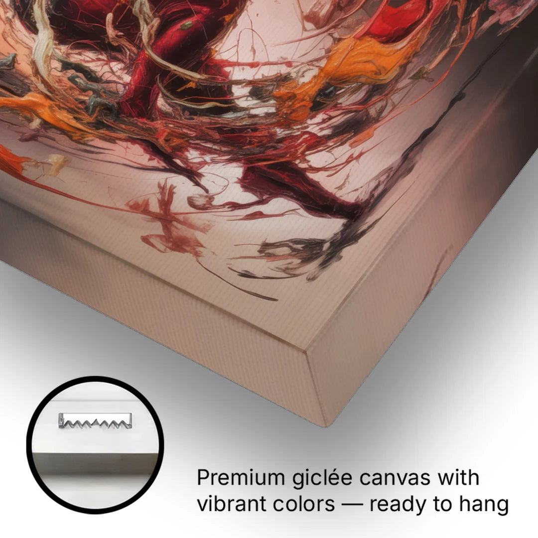 Energetic Harmony Red Abstract - Canvas Wall Art - Gallery Wrap Corner