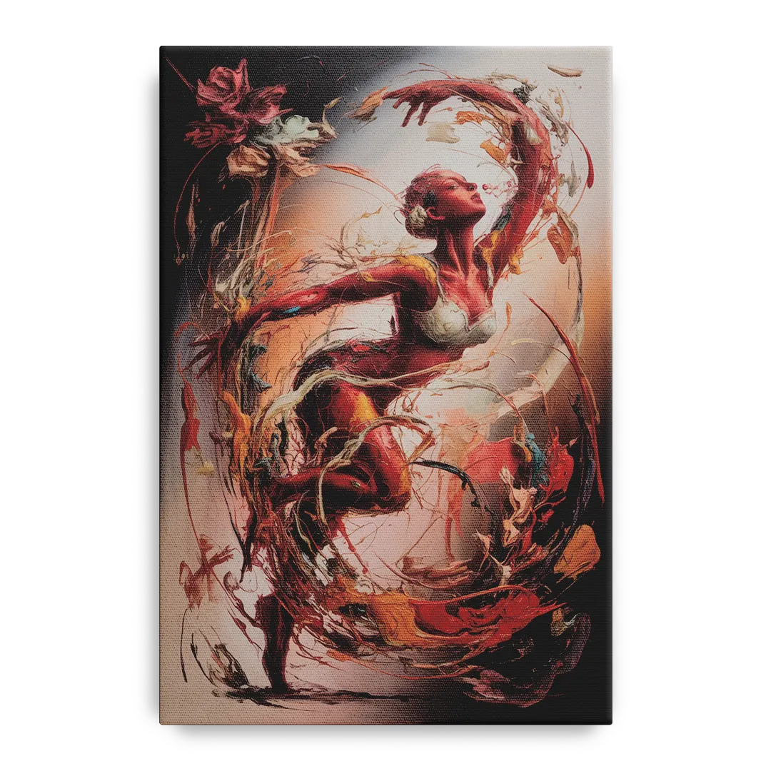 Energetic Harmony Red Abstract - Canvas Wall Art