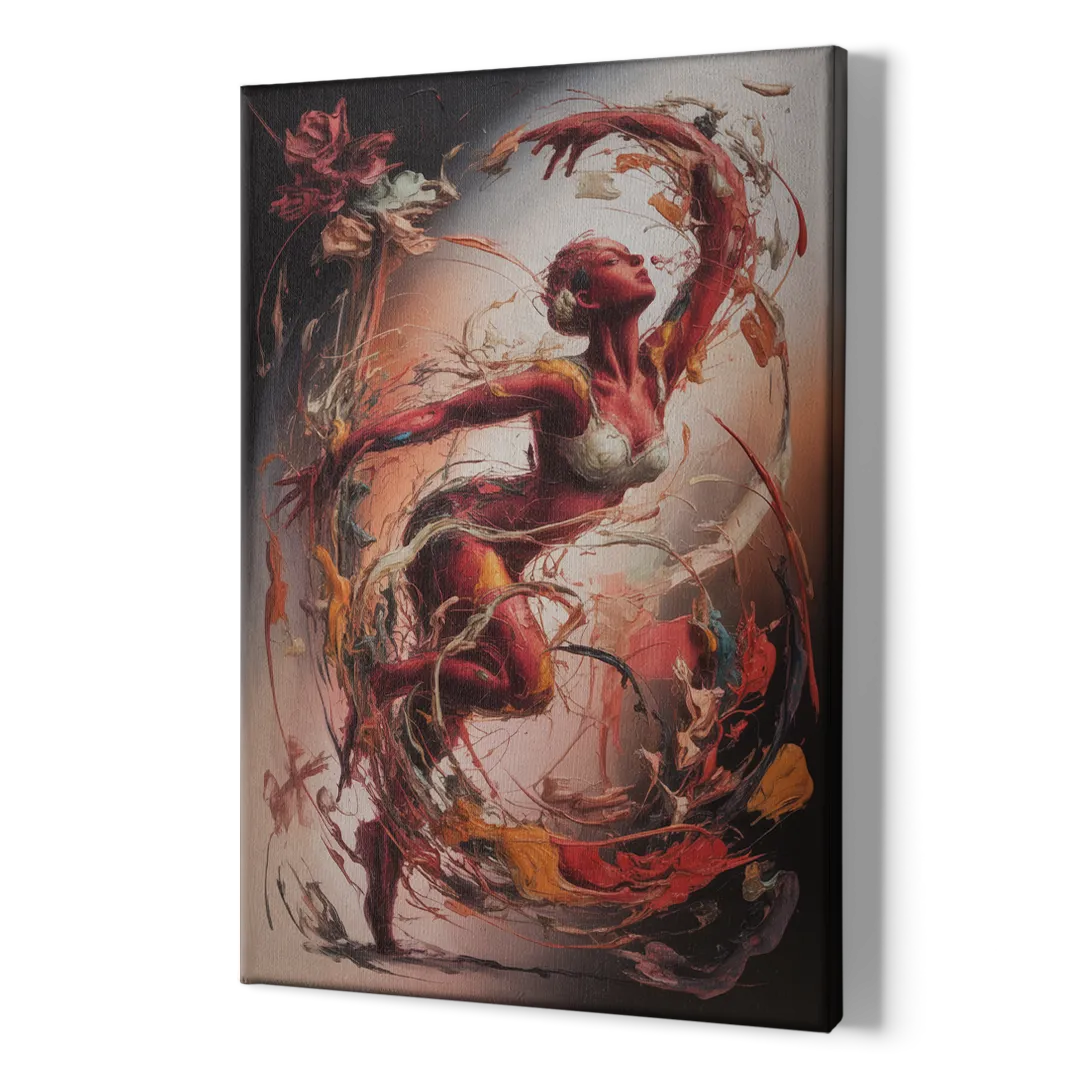Energetic Harmony Red Abstract - Canvas Print Art Sides