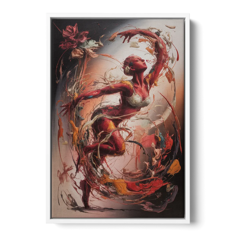 Energetic Harmony Red Abstract Front - White Canvas Wall Art