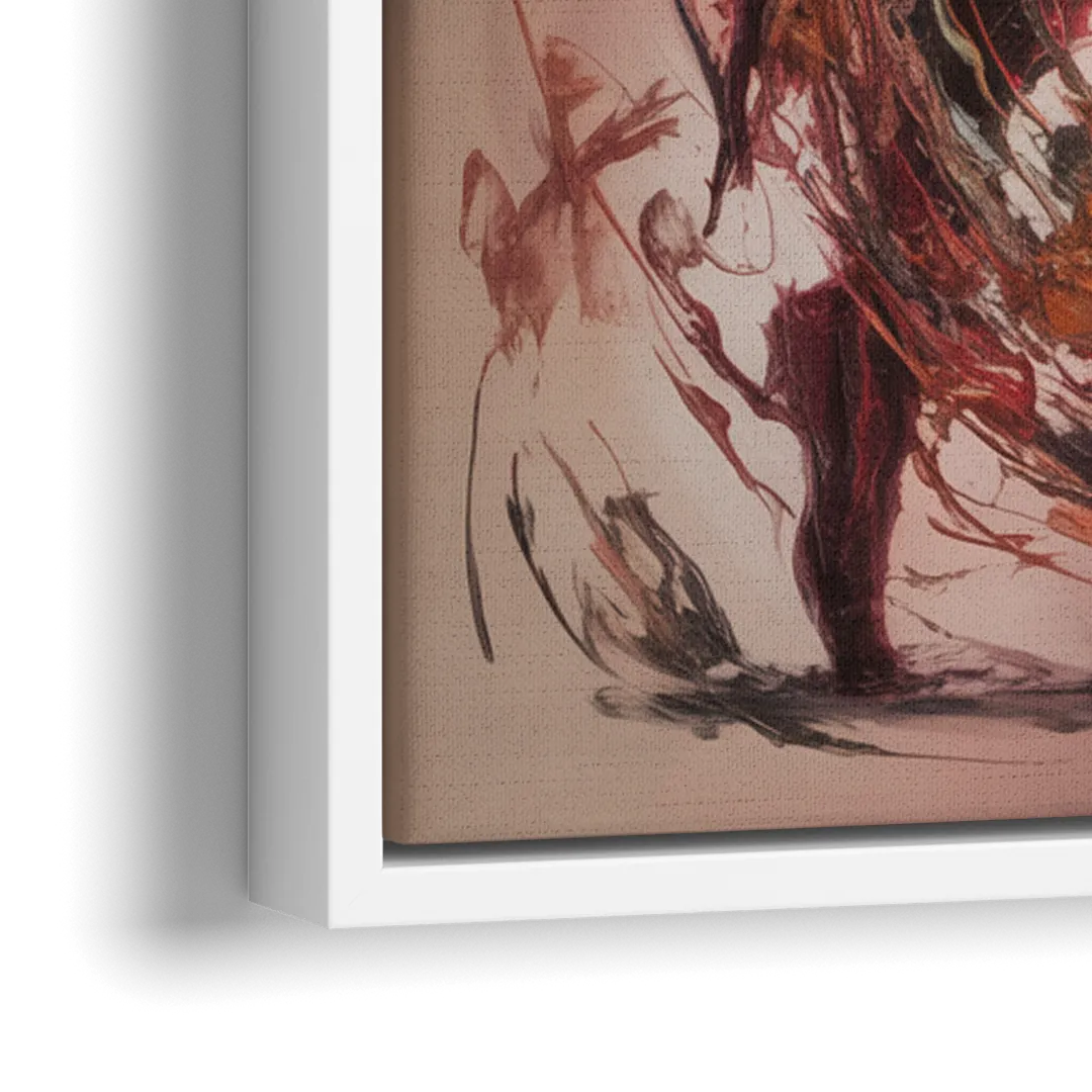 Energetic Harmony Red Abstract - Close-Up White Frame Canvas