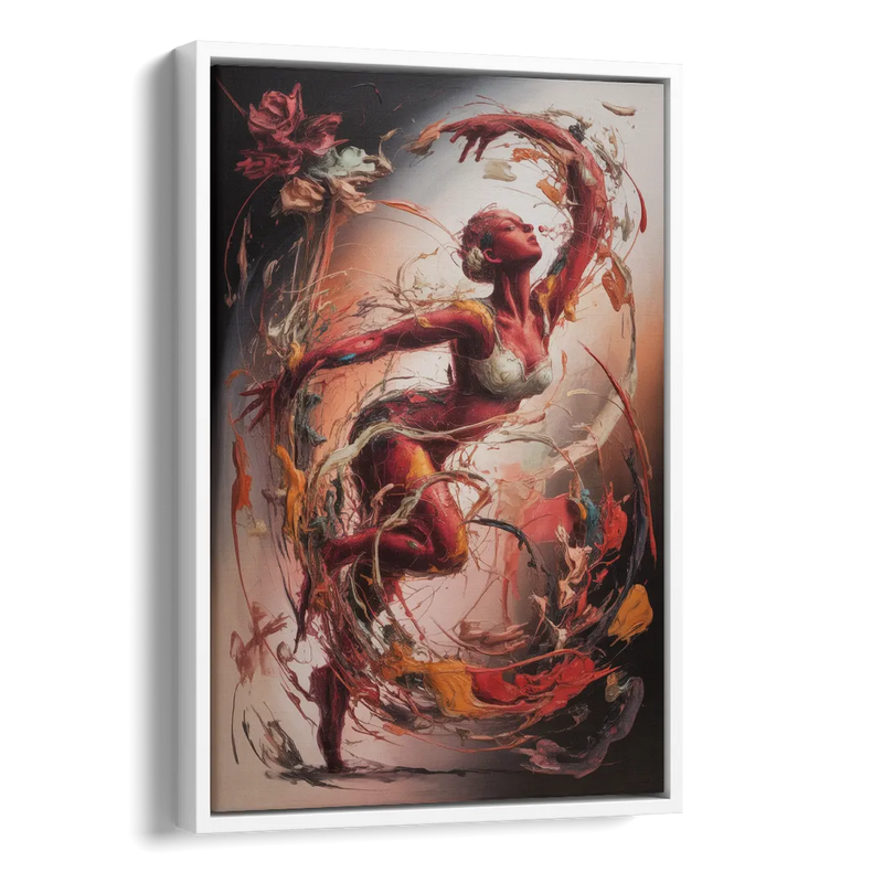 Energetic Harmony Red Abstract Side - White Canvas Wall Art