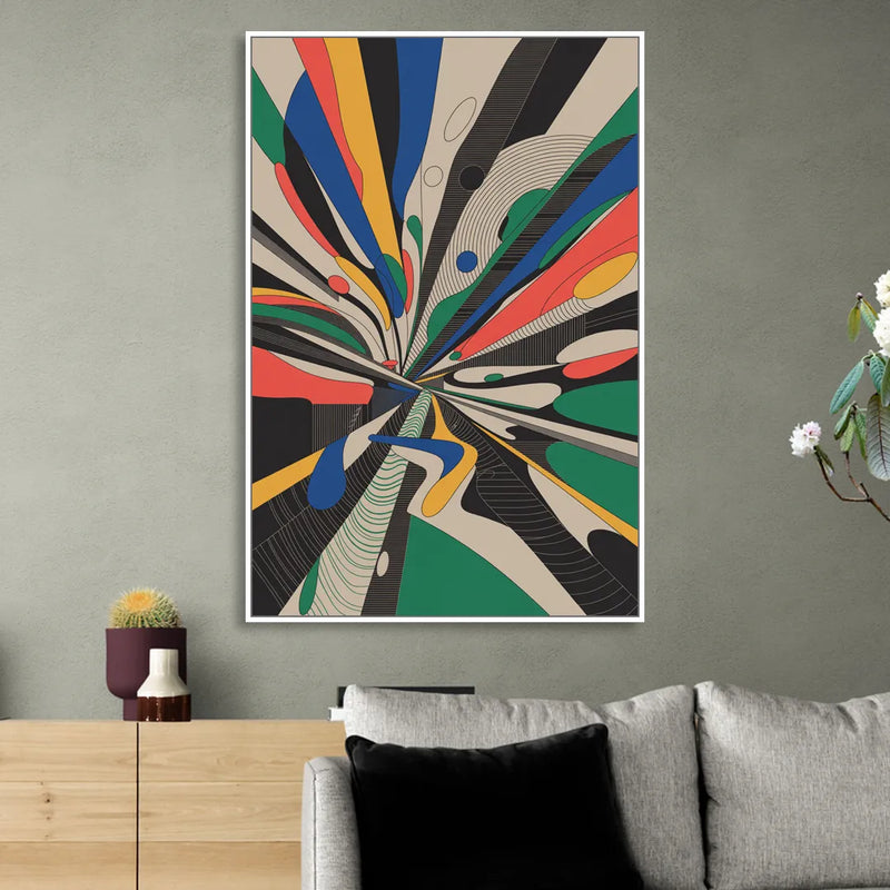 Energetic Layers of Colorful Abstract Sitting Room - White Canvas Wall Art