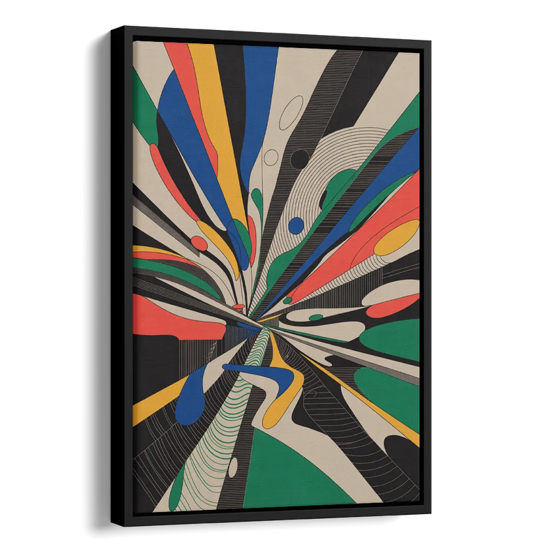 Energetic Layers of Colorful Abstract Side - Black Canvas Wall Art