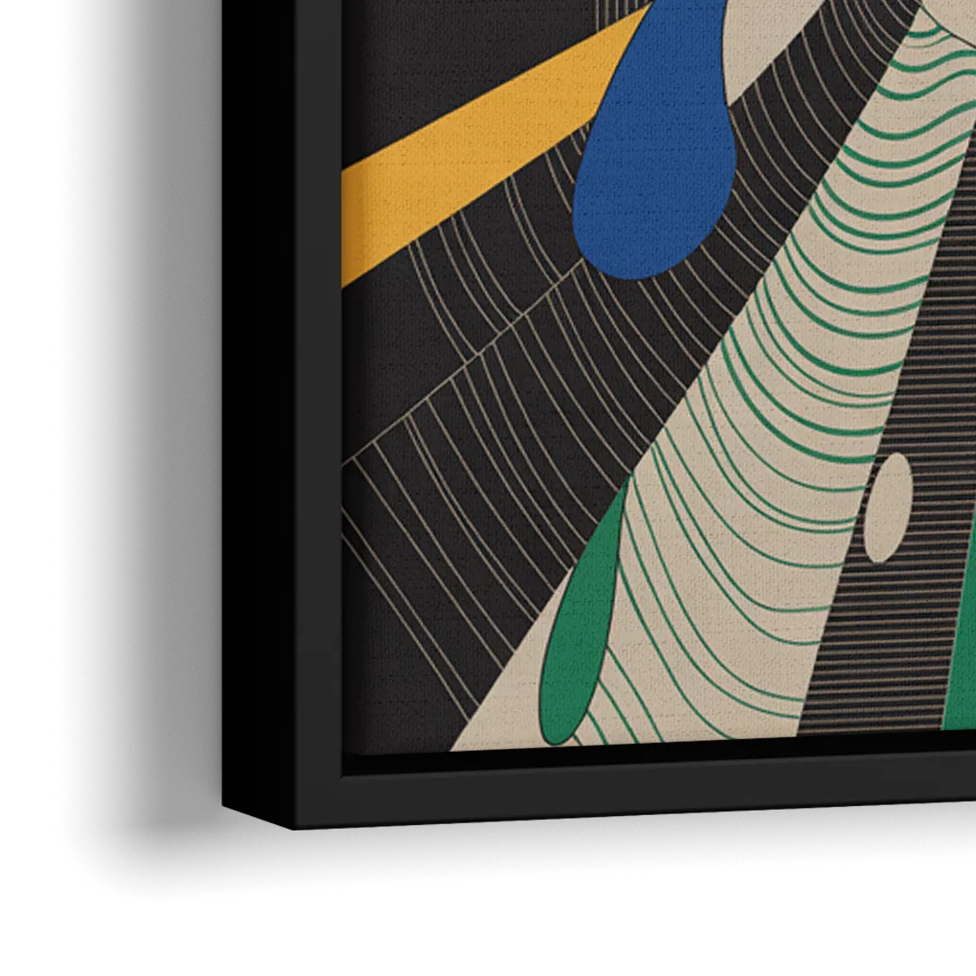 Energetic Layers of Colorful Abstract - Close-Up Black Frame Canvas
