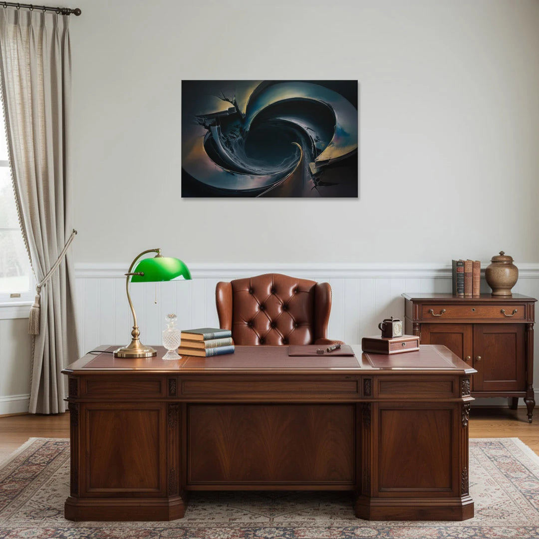 Enigmatic Swirl Dark Abstract - Canvas Wall Art - Office - 36x24