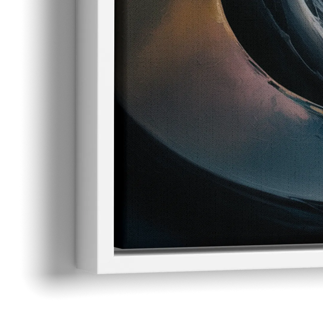 Enigmatic Swirl Dark Abstract - Close-Up White Frame Canvas