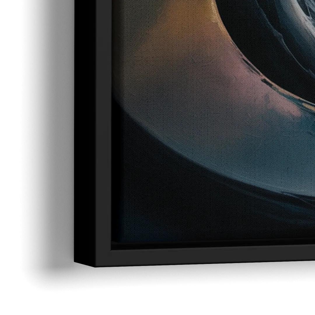 Enigmatic Swirl Dark Abstract - Close-Up Black Frame Canvas