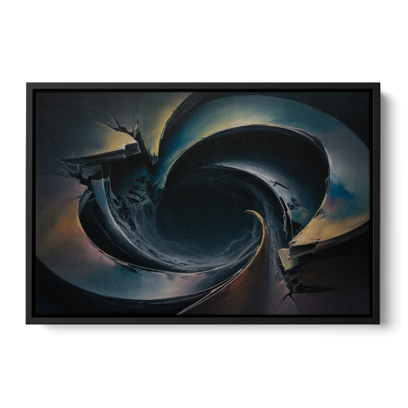 Enigmatic Swirl Dark Abstract Front - Black Canvas Wall Art